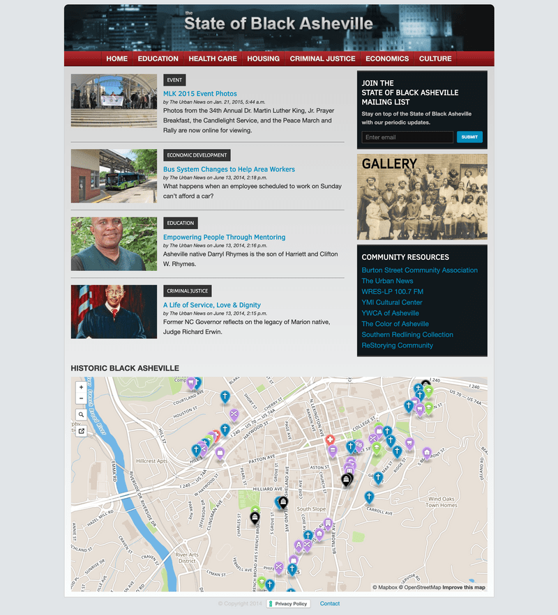 State of Black Asheville homepage.